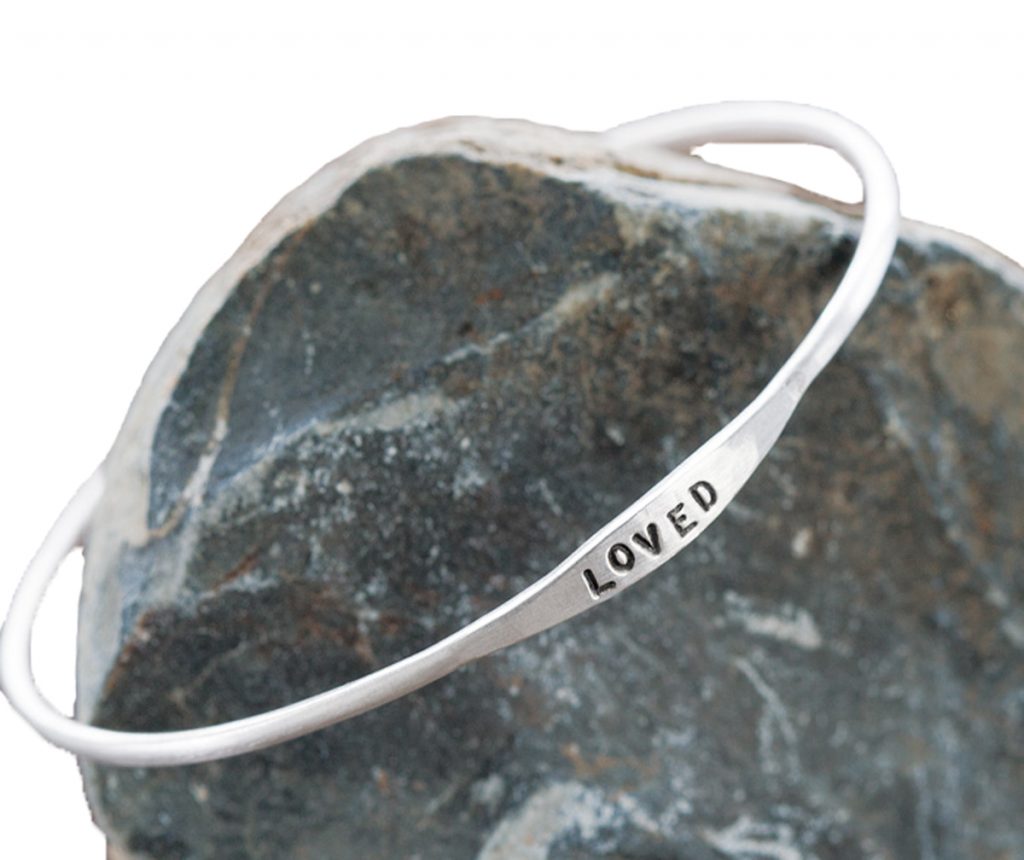 Olive & Cocoa Loved Silver Bangle silho
