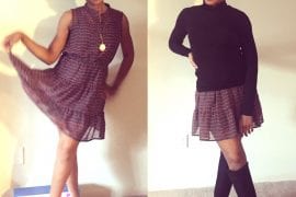 Catenya McHenry is seen wearing a flouncy Target summer dress with Dolce Vita sandals and then ReMixed and restyled with a mock neck turtleneck and Michael Kors knee boots