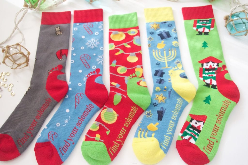 SoleMate Sox holiday collection of magnetic socks that stay together on laundry day.