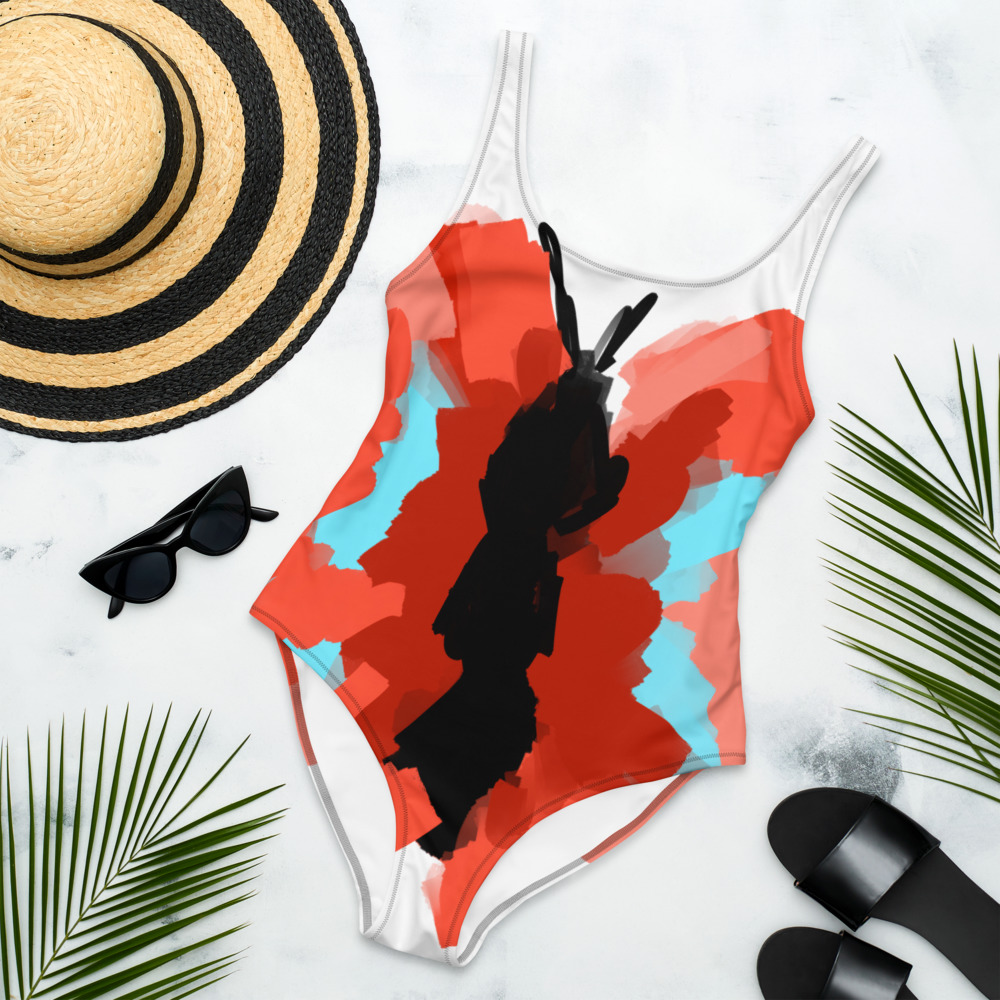 Custom Fuck Fear podcast butterfly one-piece swimsuit