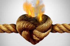 brown rope shaped in a heart that's on fire. Married to a Narcissist Book
