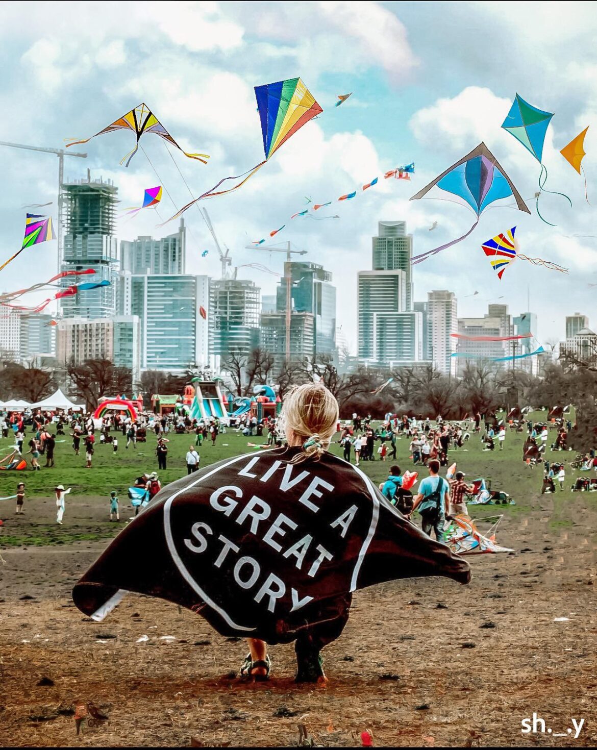 ABC Kite Festival with a butterfly kite in Austin's Zilker Park featured on Lifestyle Austin TX with Catenya McHenry
